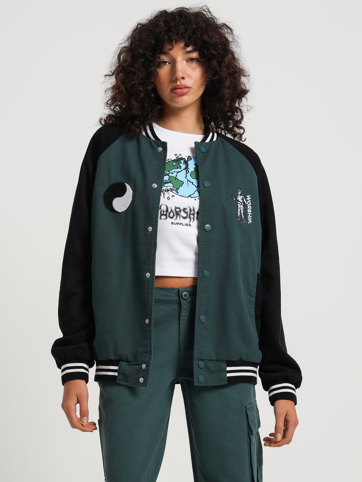 Worship Breakdown Varsity Jacket | Dark Teal