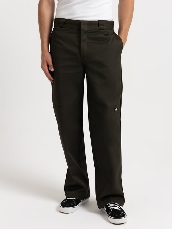 85-283 Loose Fit Double Knee Pants in Olive - Glue Store
