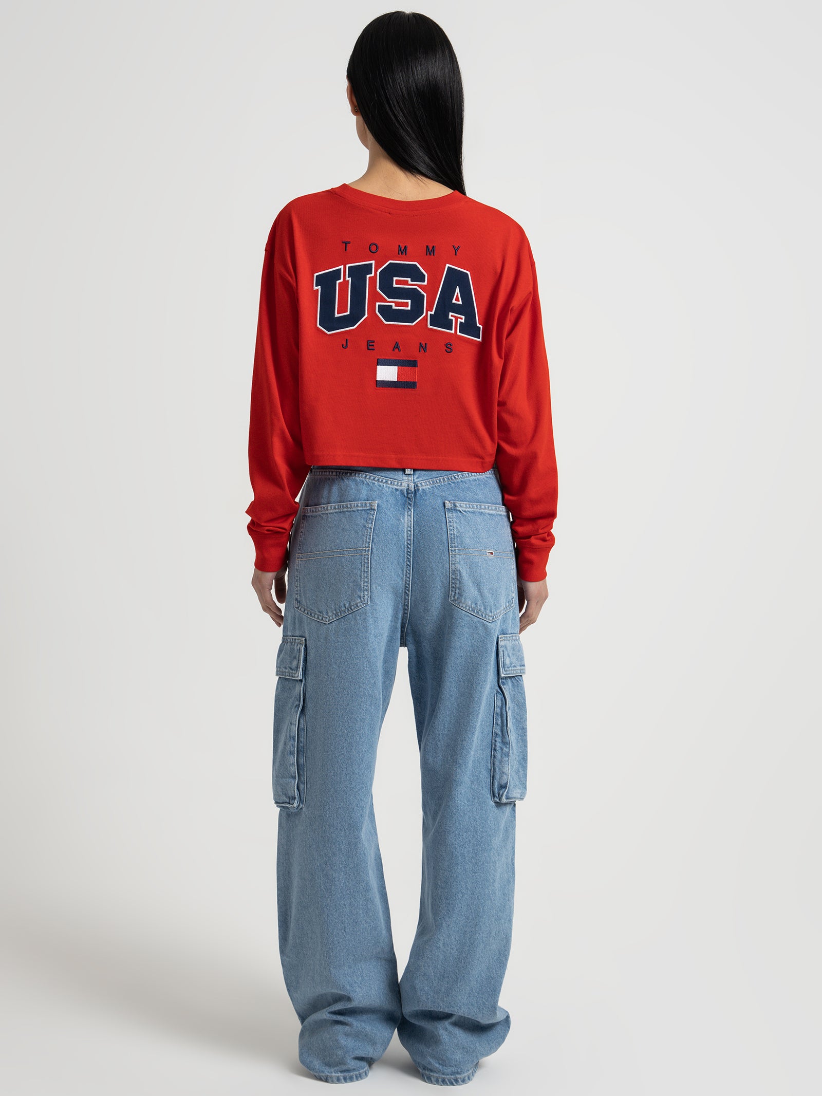 Logo Embroidery Cropped Long Sleeve T-Shirt