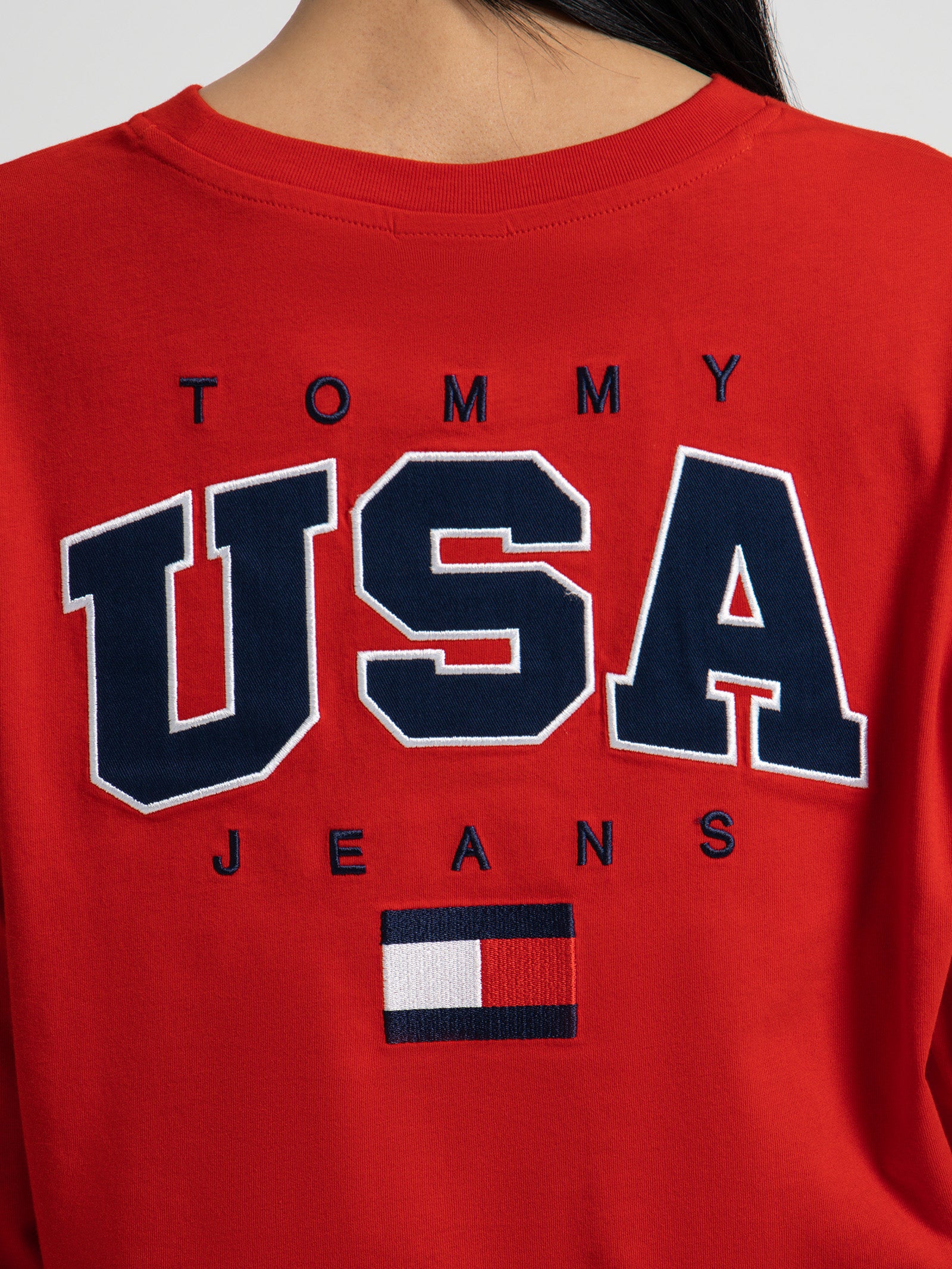 Logo Embroidery Cropped Long Sleeve T-Shirt