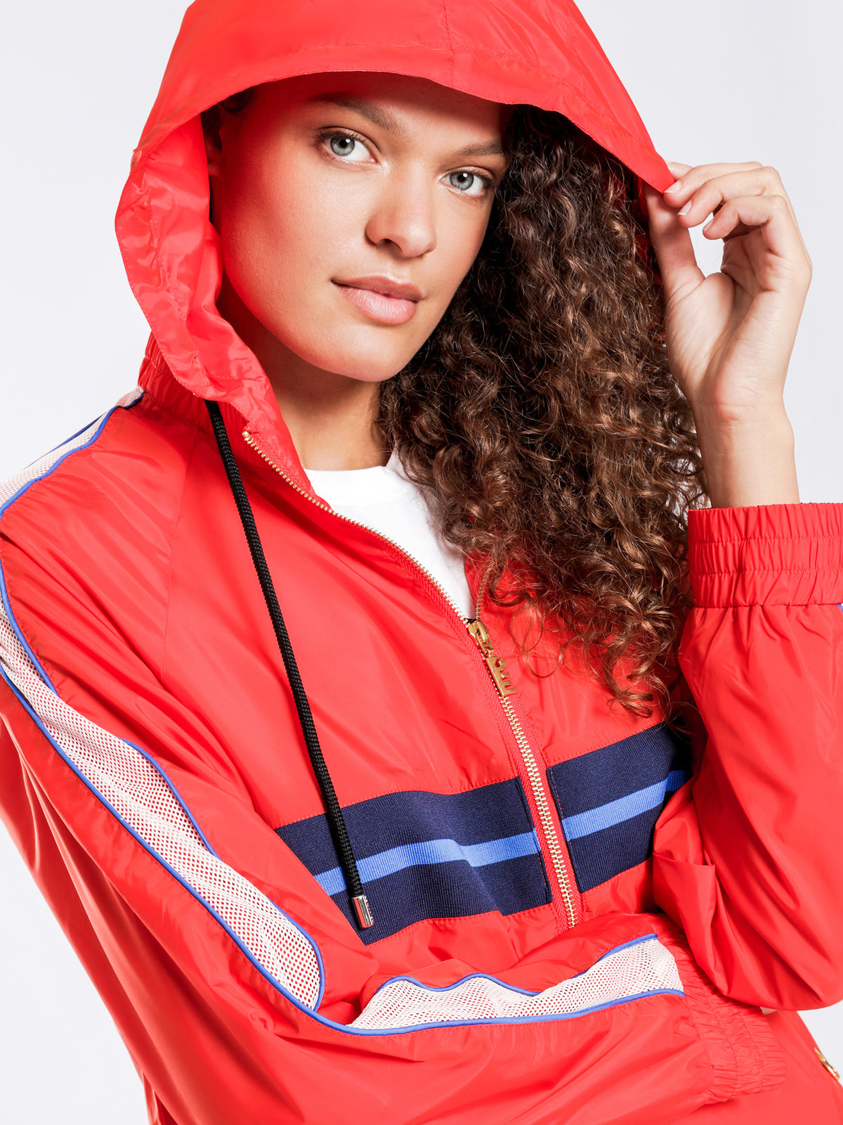Man Down Hooded Anorak Jacket in Red