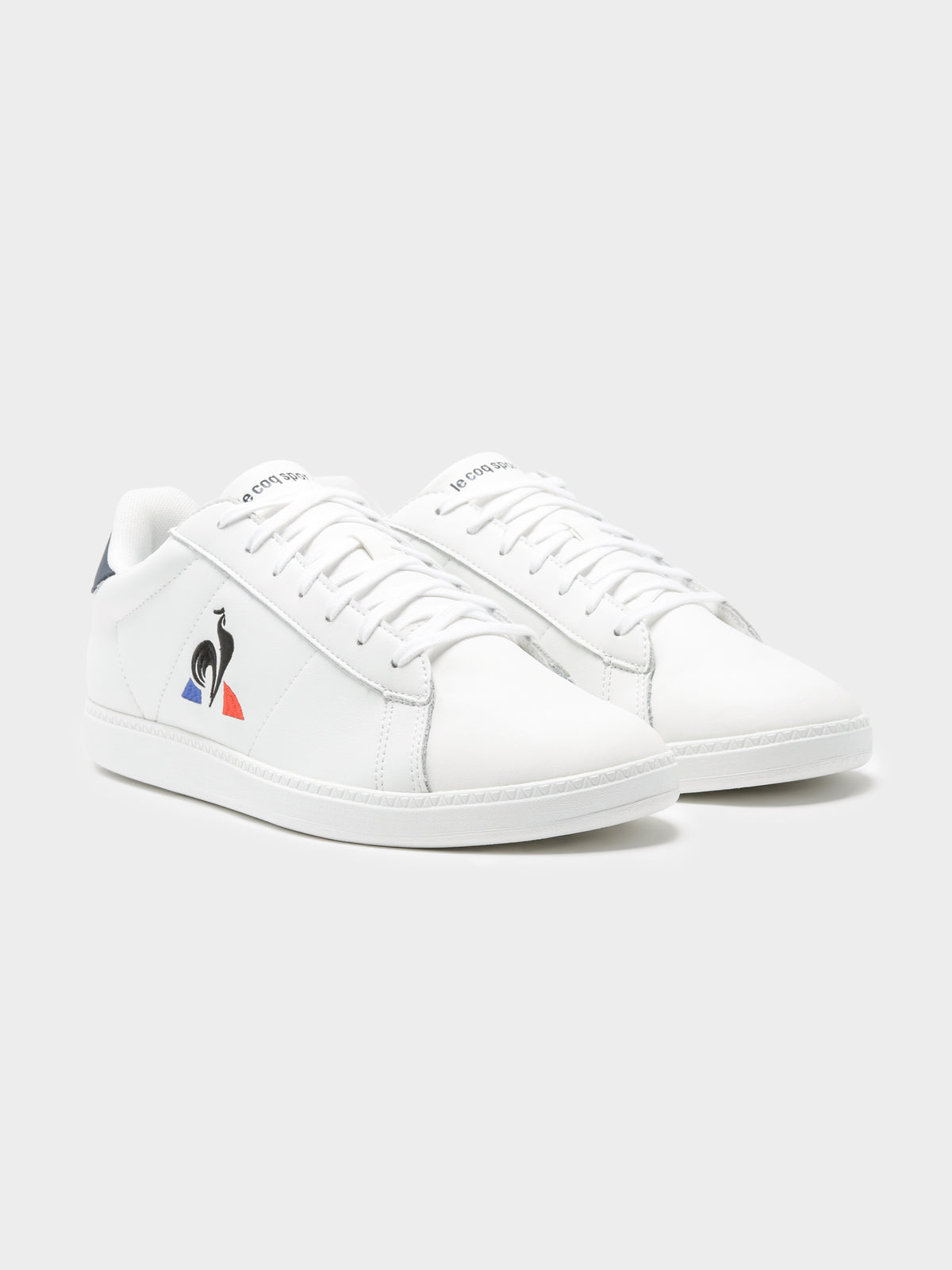 Mens Courtset Leather Sneakers in White &amp; Navy