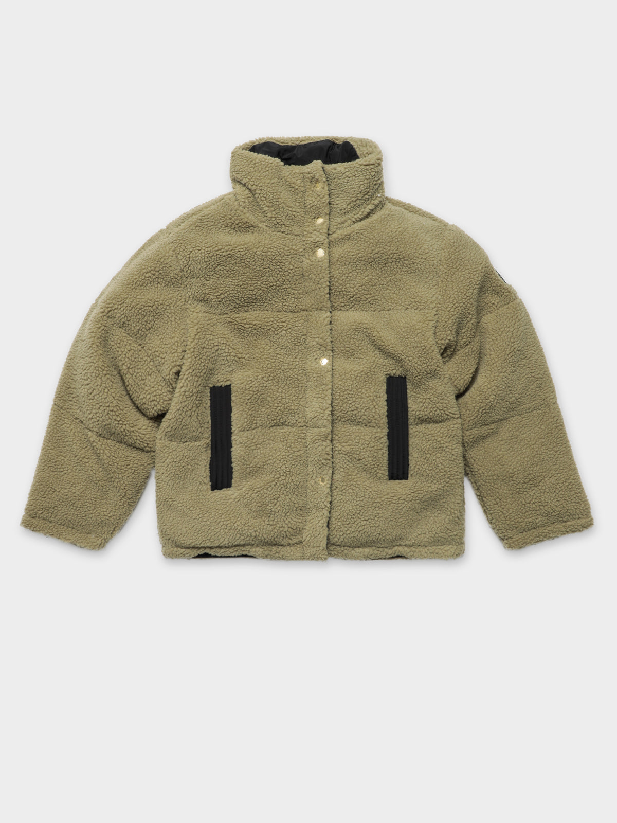 Double Team Reversible Sherpa Jacket in Olive Green