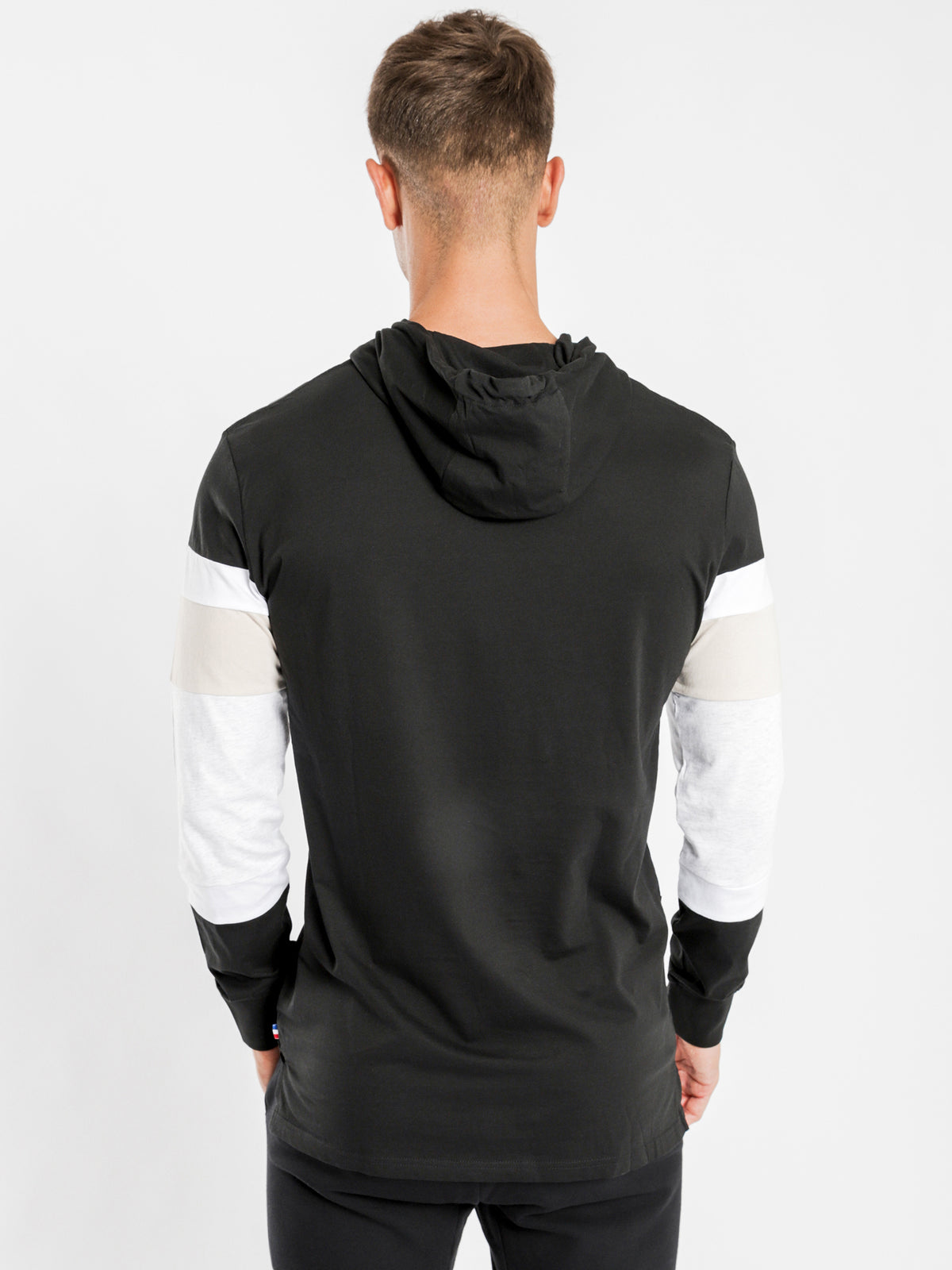 Rainer Hooded Long Sleeve T-Shirt in Black
