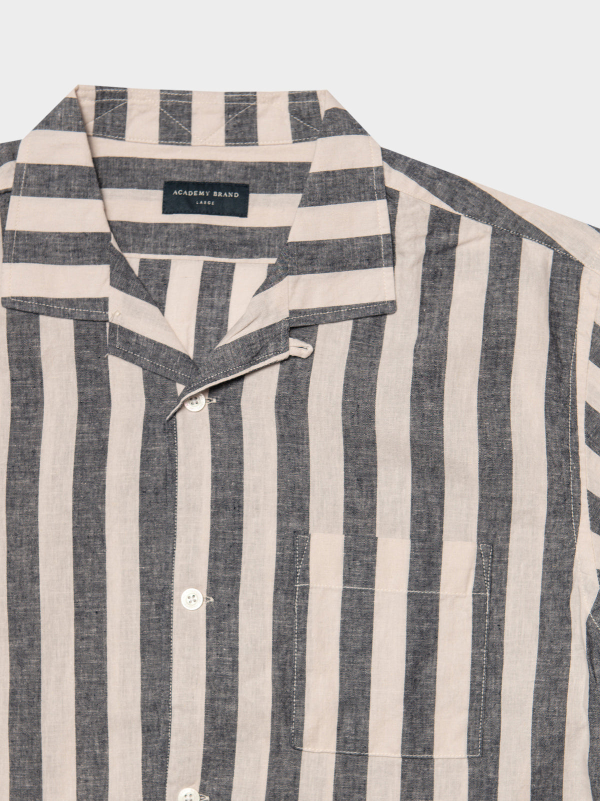 Stringer Short Sleeve Shirt in Natural &amp; Navy Stripe