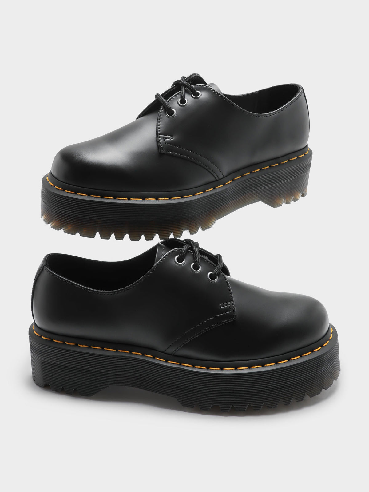 Unisex 1461 Quad Polished Platform Shoes in Black