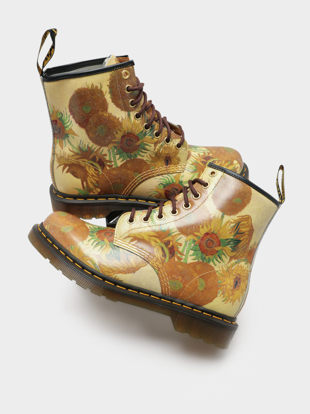 Unisex Dr Martens x National Gallery Gough Sunflower 1460 Boots in Yellow &amp; Brown