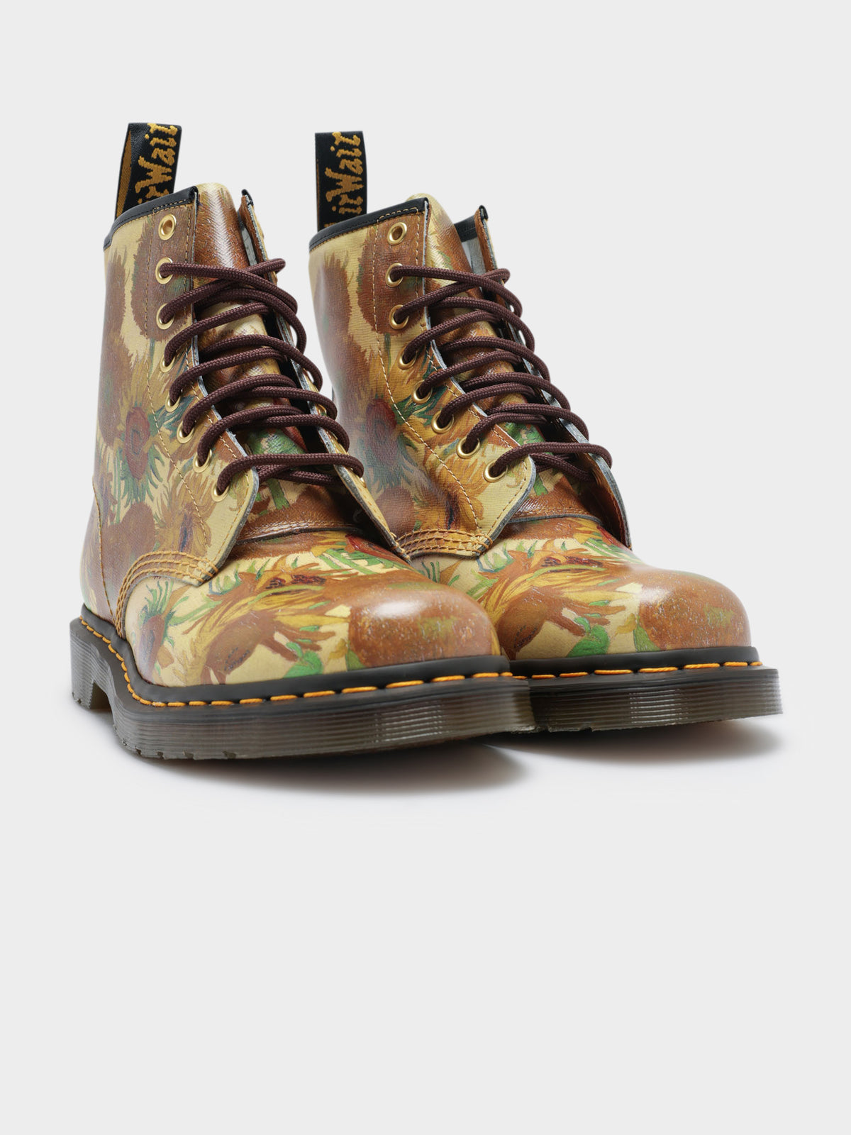 Unisex Dr Martens x National Gallery Gough Sunflower 1460 Boots in Yellow &amp; Brown