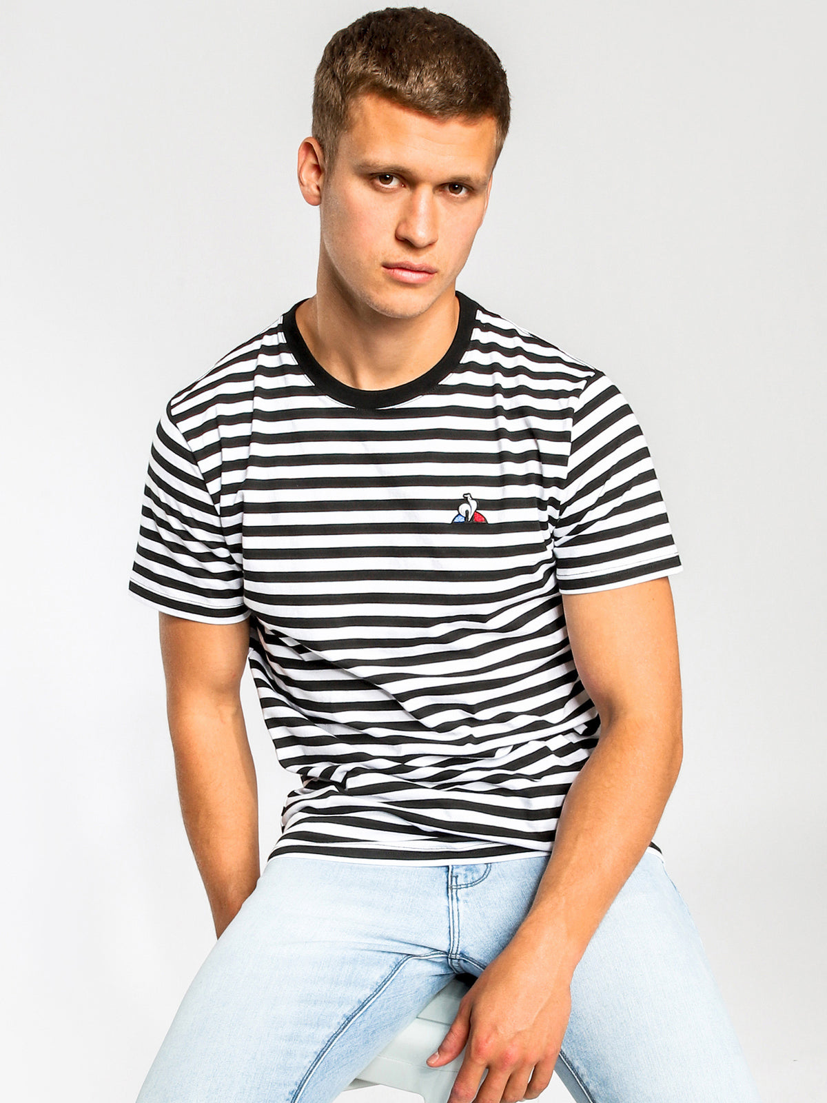 Essentiel Short Sleeve T-Shirt in Black &amp; White Stripe
