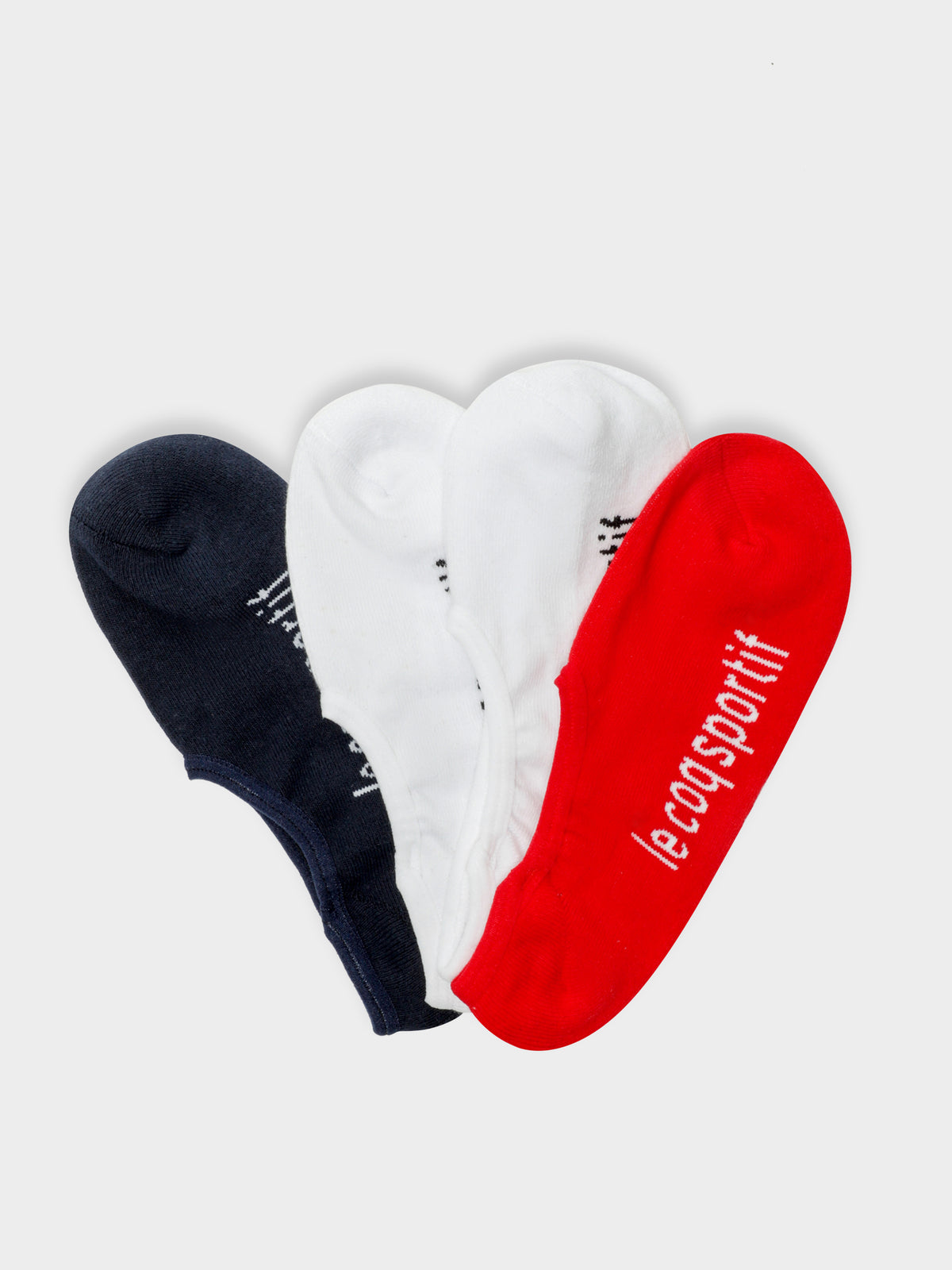 4 Pairs of Tricolore No-Show Socks in Red, White &amp;amp; Blue