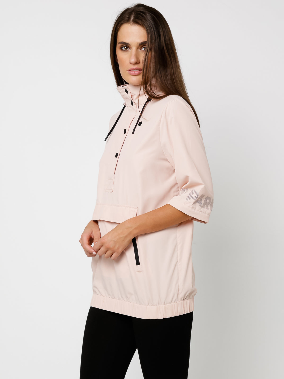 Over The Head Hooded Zip Off Jacket in Blush