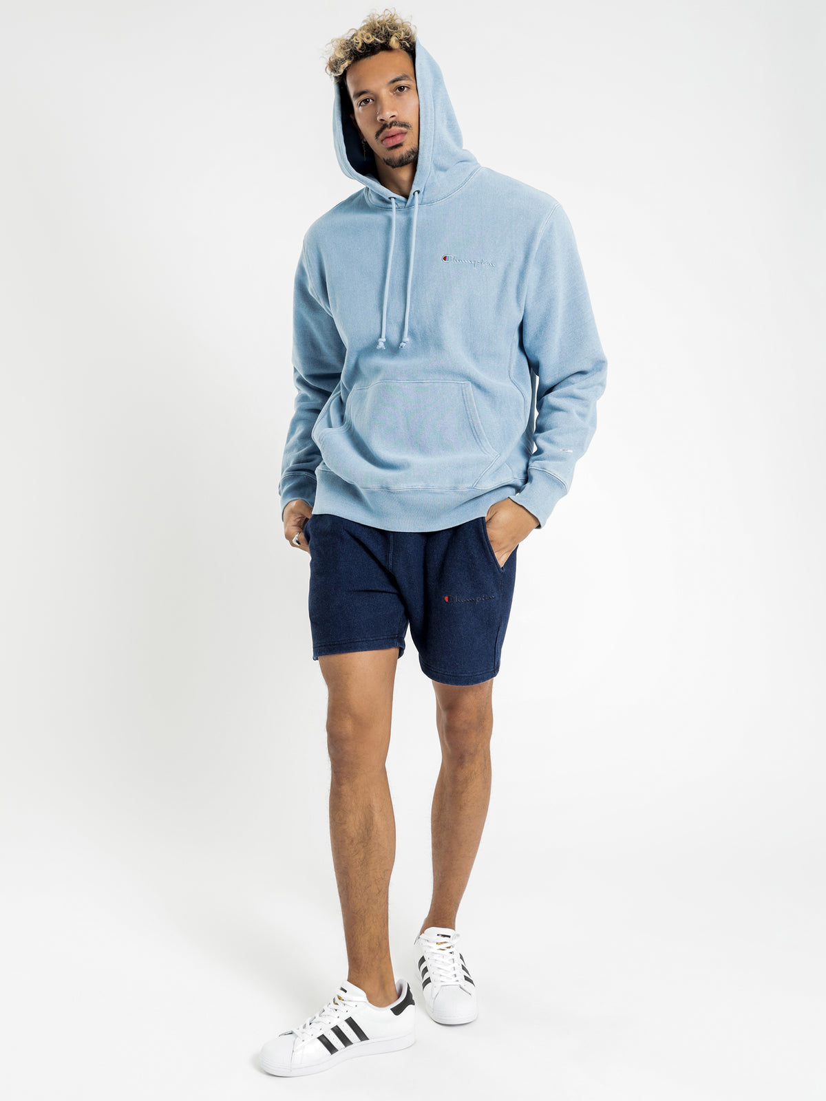Reverse Weave Re:Bound Terry Hoodie in Washed Blue