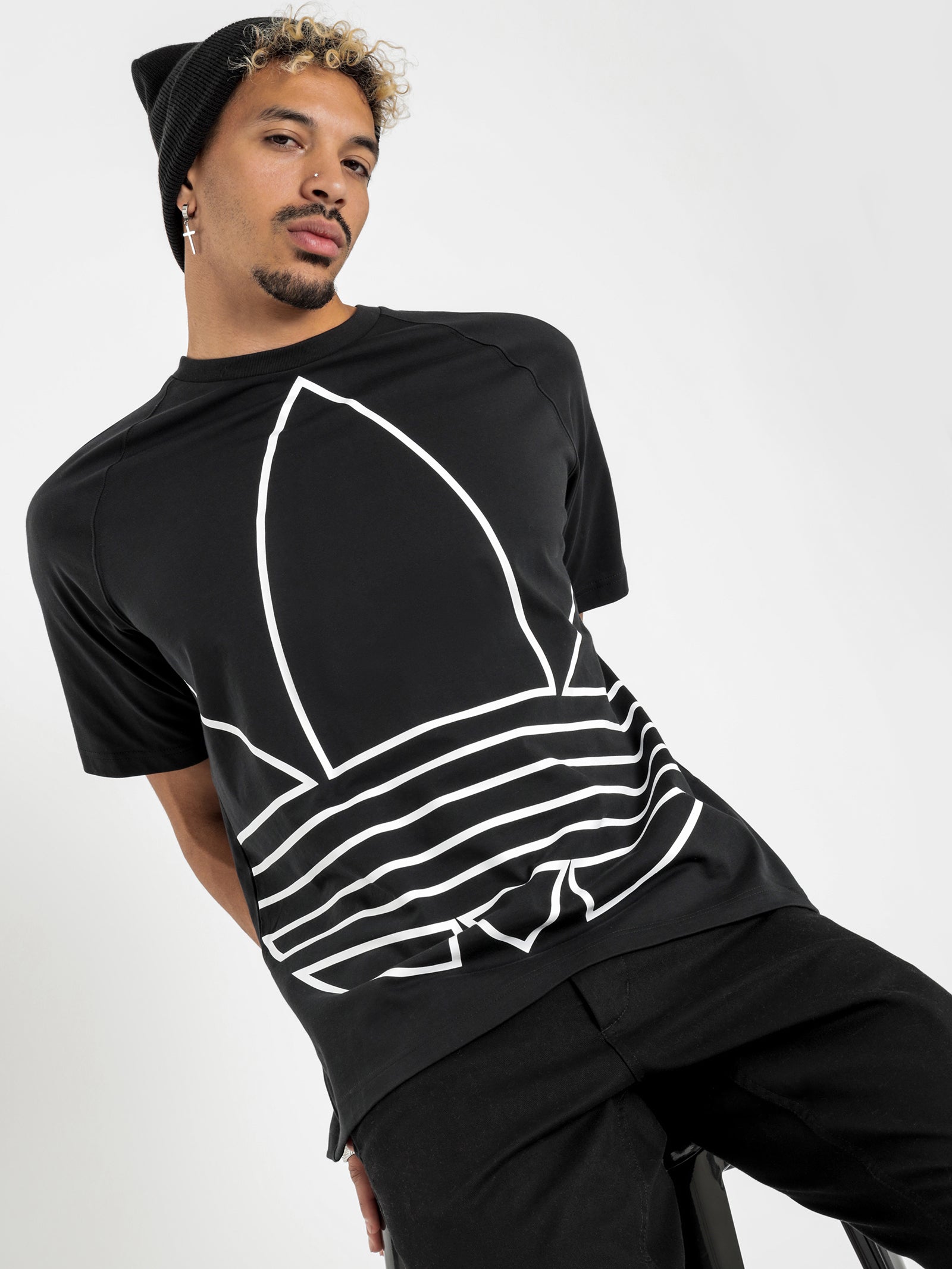 Adidas Originals Big Trefoil Outline T-Shirt Black