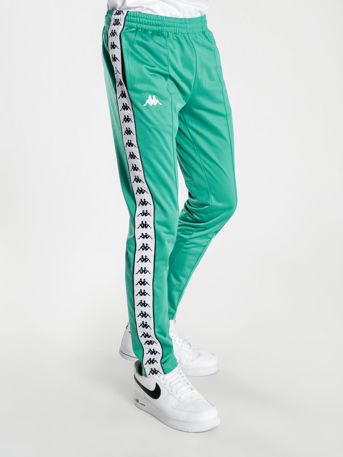 222 Banda Astoria Slim Track Pants in Green &amp; White