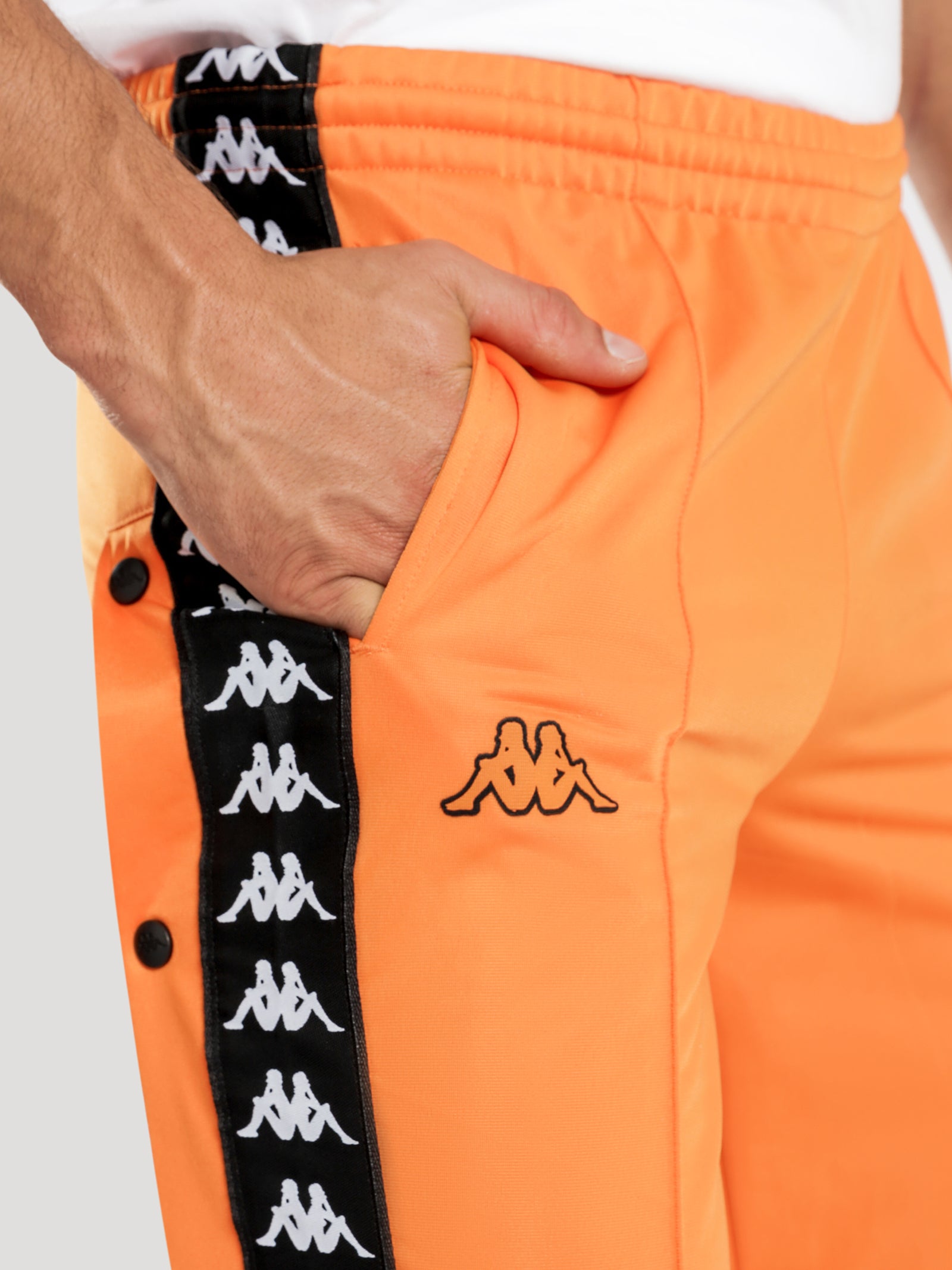 222 Banda Astoria Snaps Slim Track Pants in Orange & Black