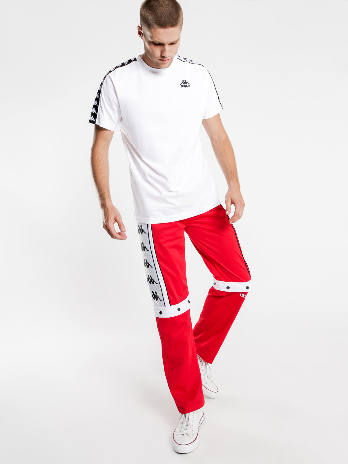 Authentic Baltas Track Pants in Red &amp; White