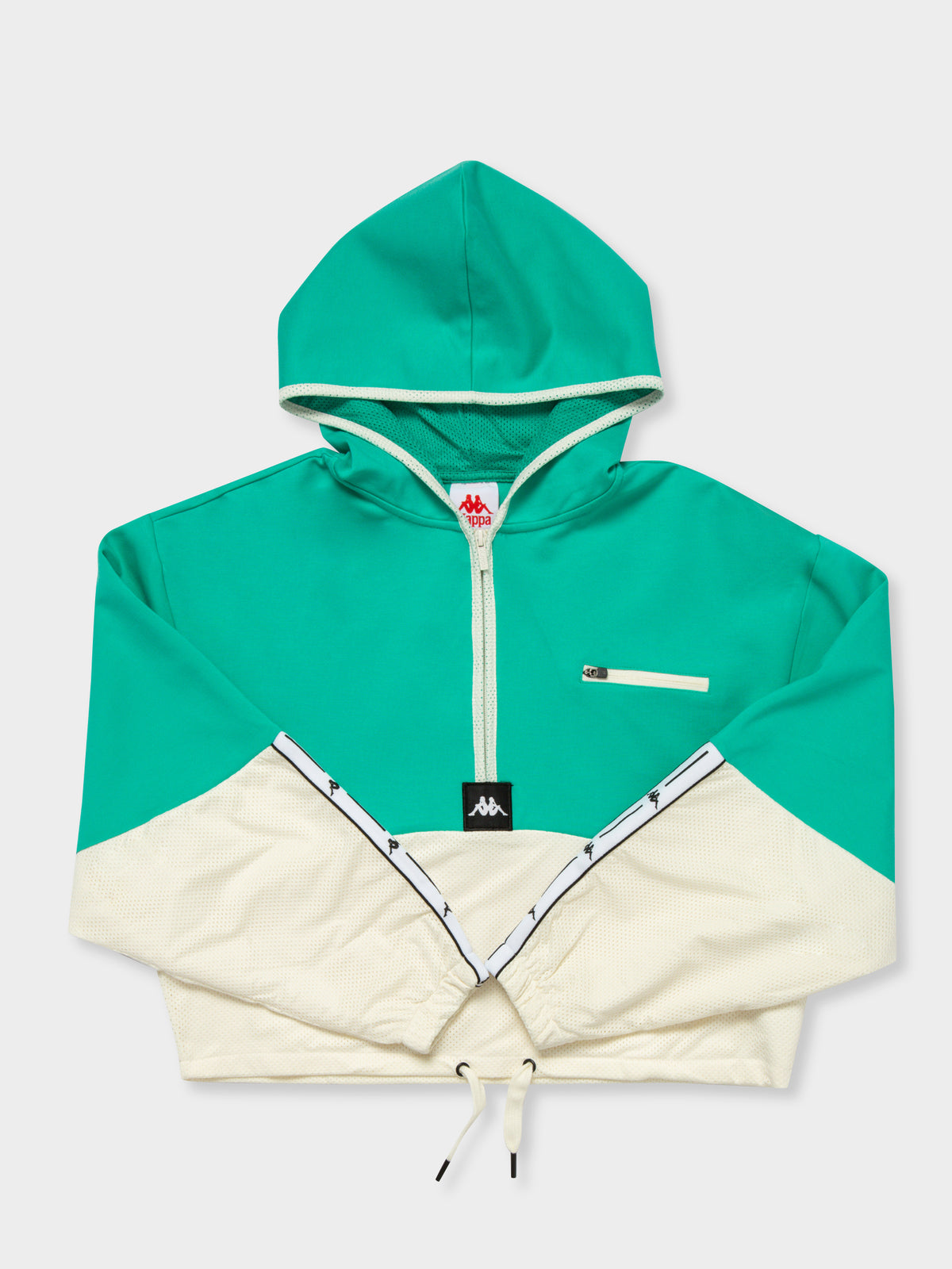 Authentic JPN Camaline Hooded Pullover in Green &amp; White