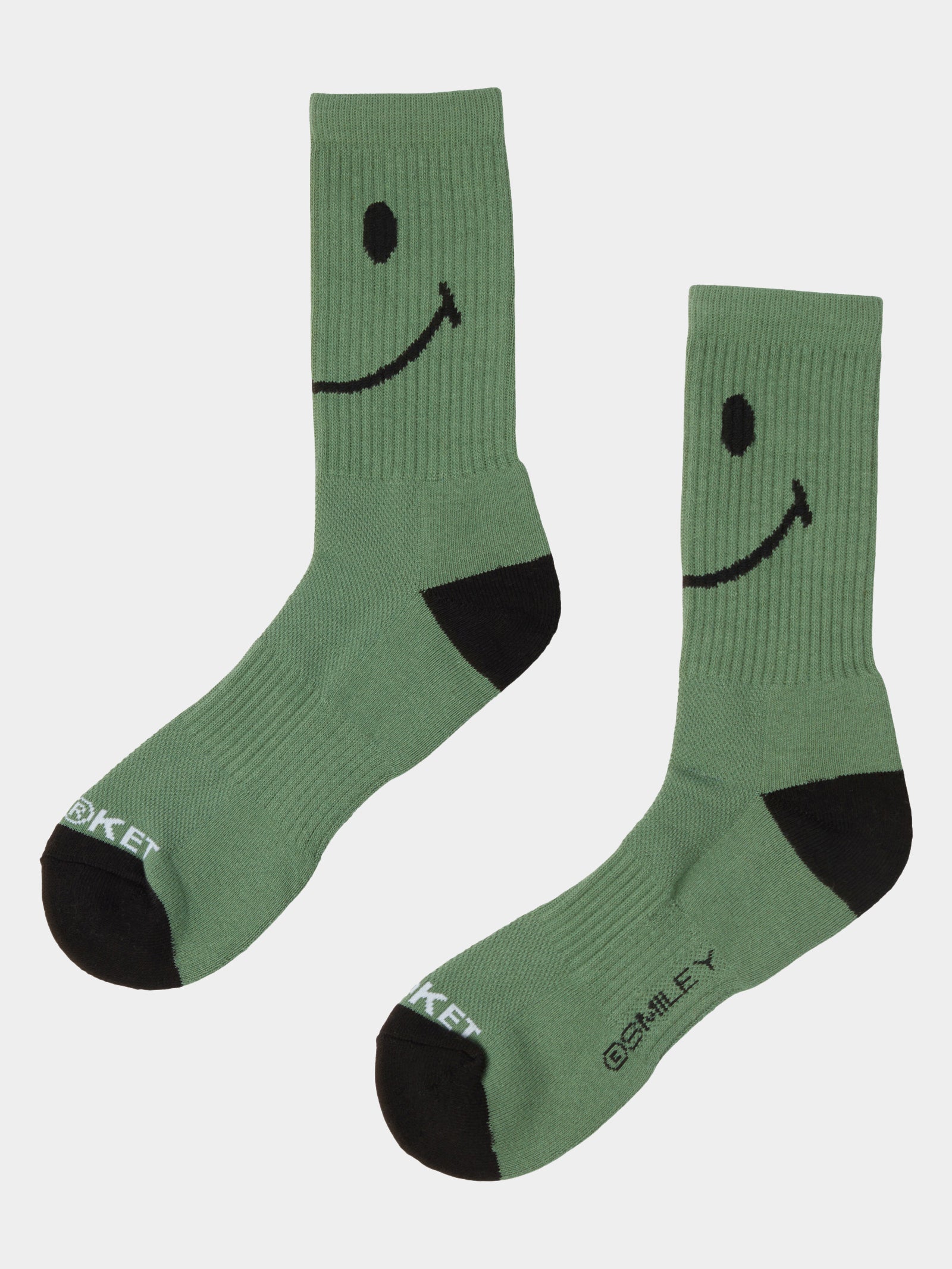1 Pair of Smiley Crew Socks in Sage