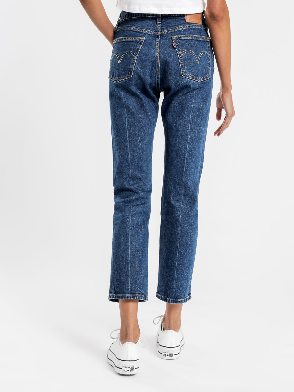 501 Original Cropped Jeans in Charleston Pressed Blue Denim