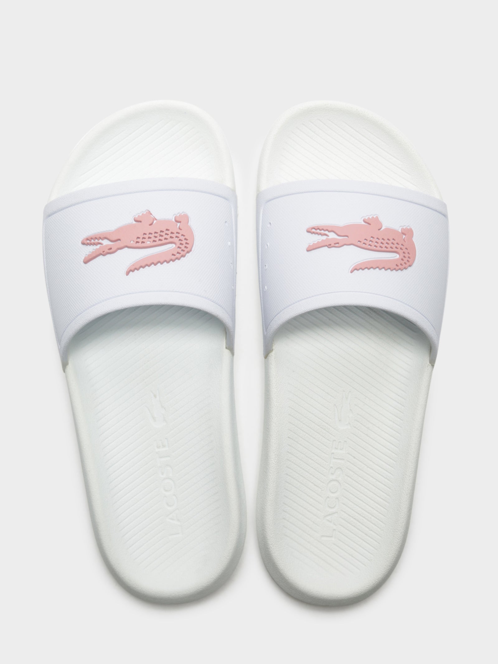 Lacoste Womens Croco 119 CFA Slides White/Pink - Main Image
