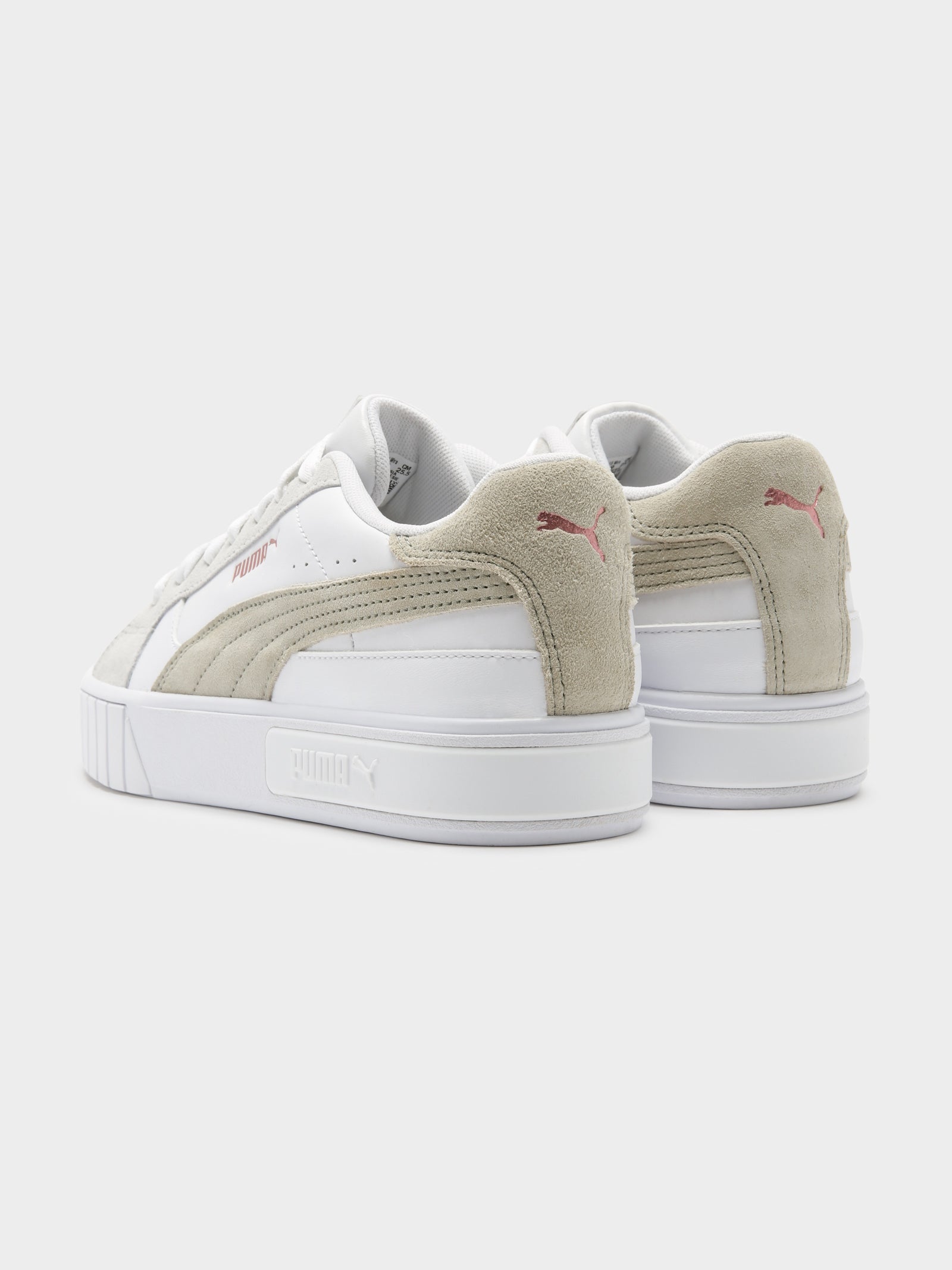 Womens Cali Star Mix Sneakers in White & Pebble Grey