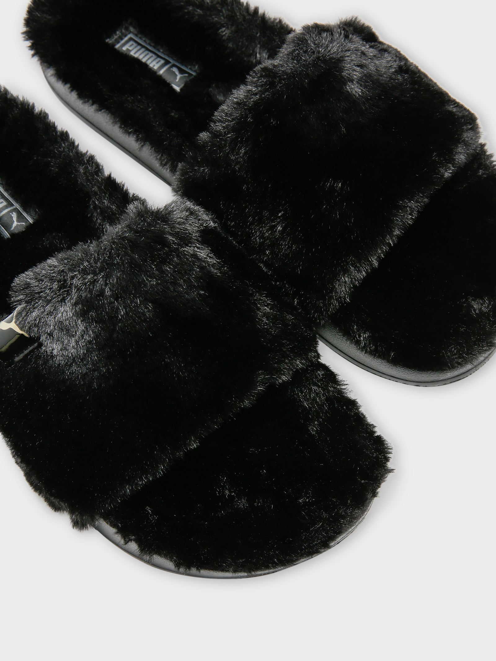 Puma Womens Leadcat YLM Fluffy Slides Black Glue Store