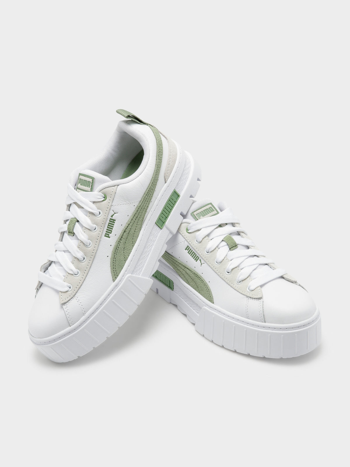 Womens Mayze Mix Sneakers in White &amp; Green