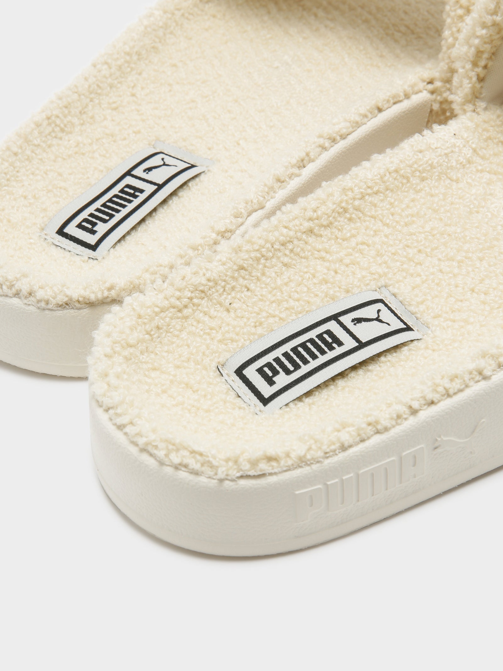 Puma Womens Leadcat Sherpa Slides Cream/Black