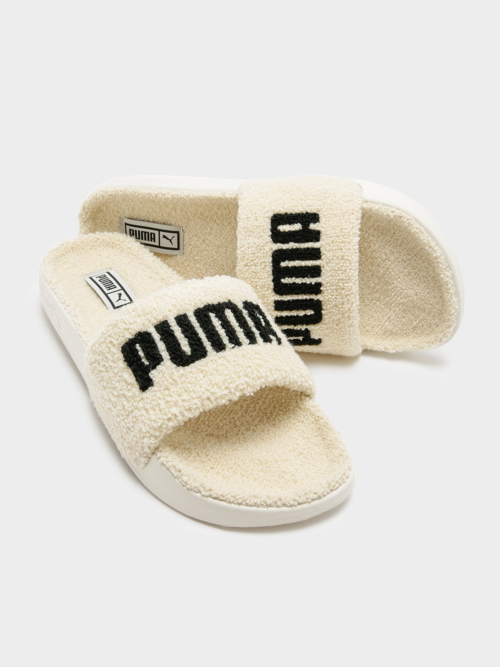 Puma Womens Leadcat Sherpa Slides Cream/Black