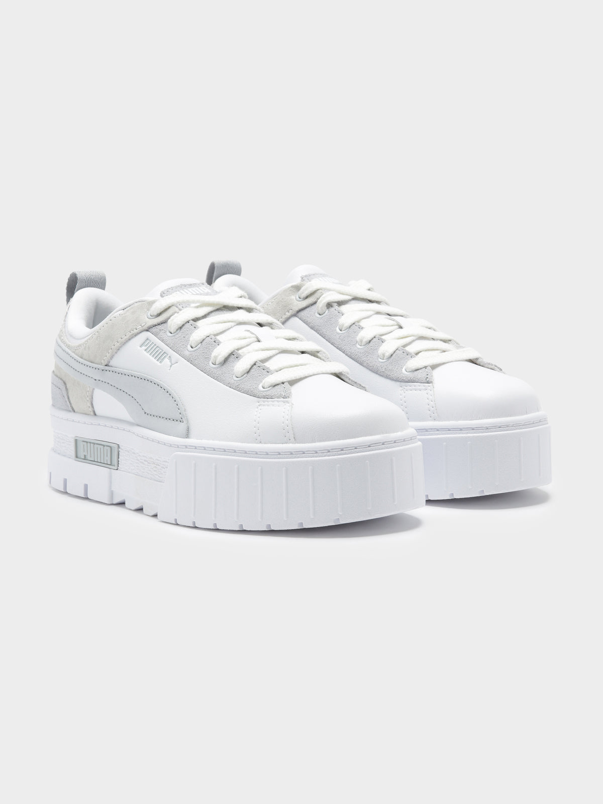 Womens Mayze Raw Sneakers in White &amp; Grey