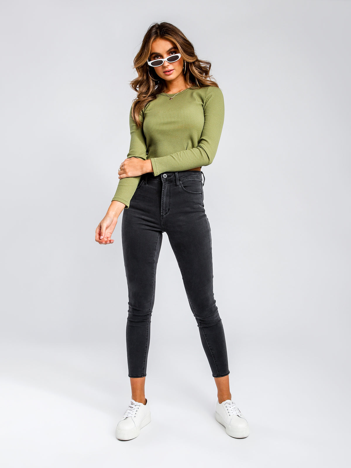 Articles of Society Lisa High-Rise Skinny Ankle-Hugger Jeans | Black Fade