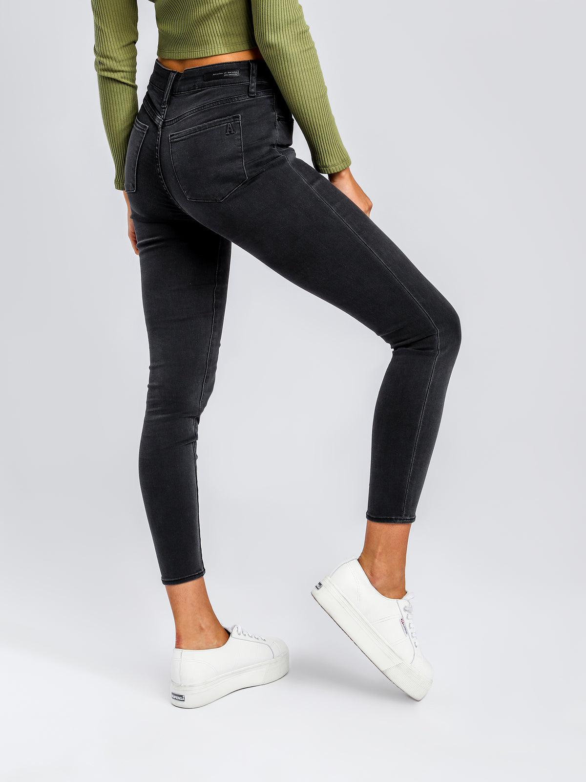 Articles of Society Lisa High-Rise Skinny Ankle-Hugger Jeans | Black Fade