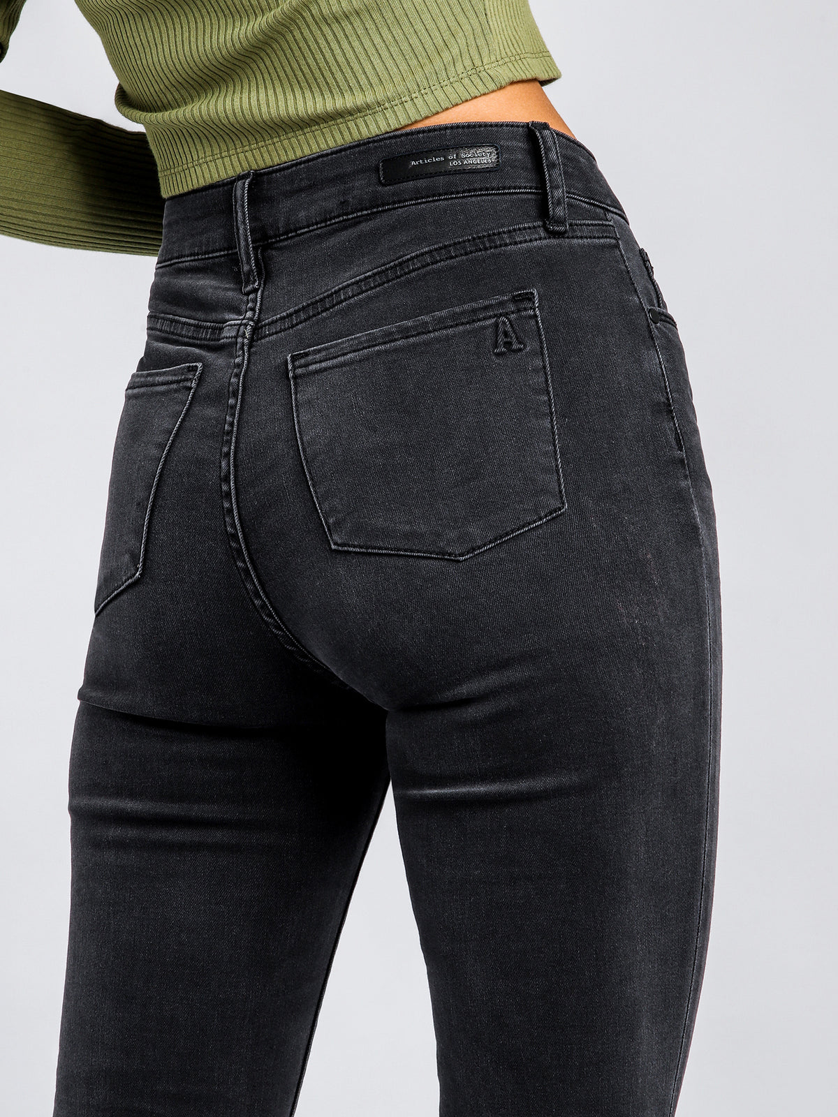 Articles of Society Lisa High-Rise Skinny Ankle-Hugger Jeans | Black Fade