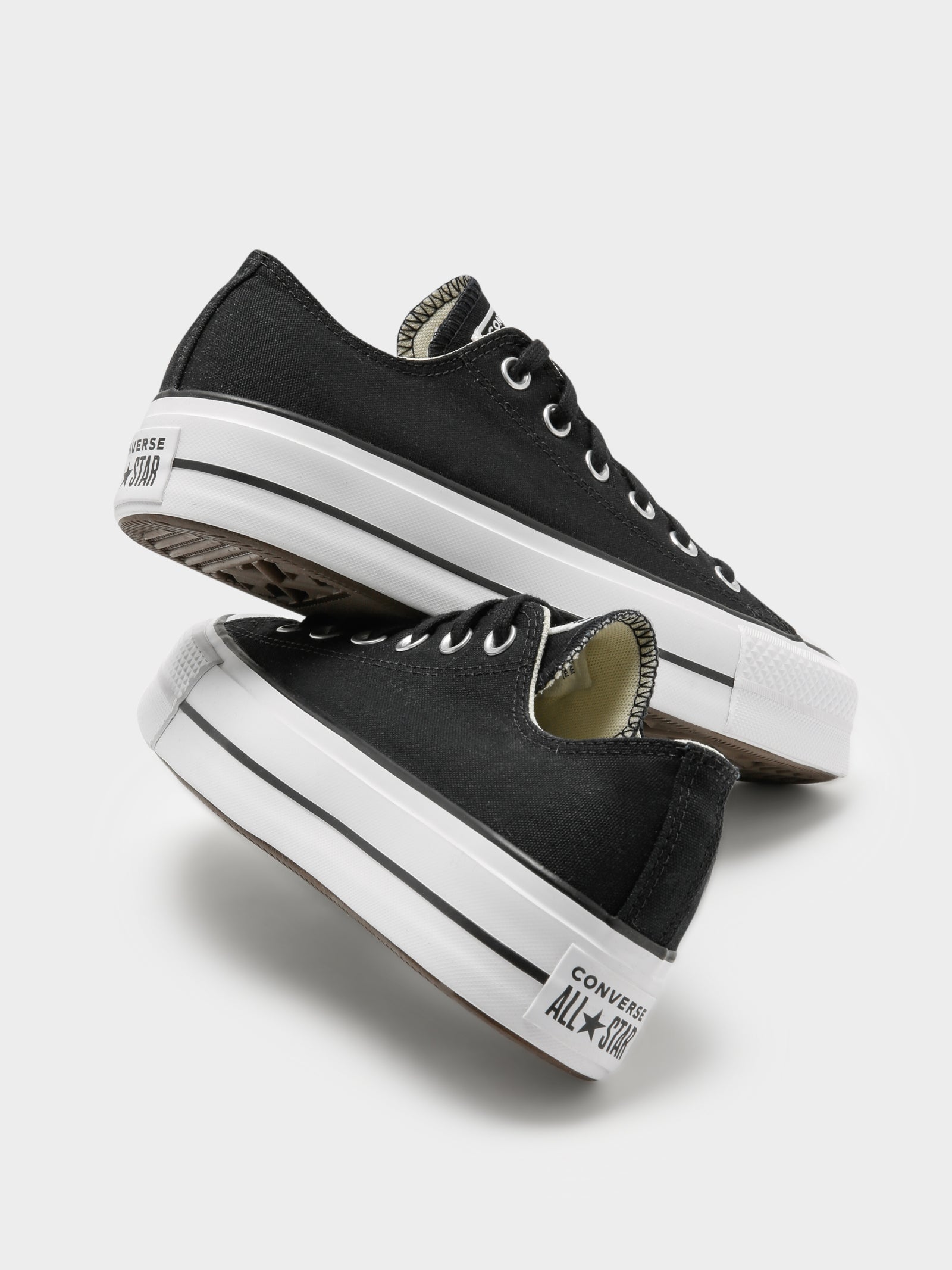 Womens Chuck Taylor All Star Lift Low-Top Platform Sneakers in Black & White