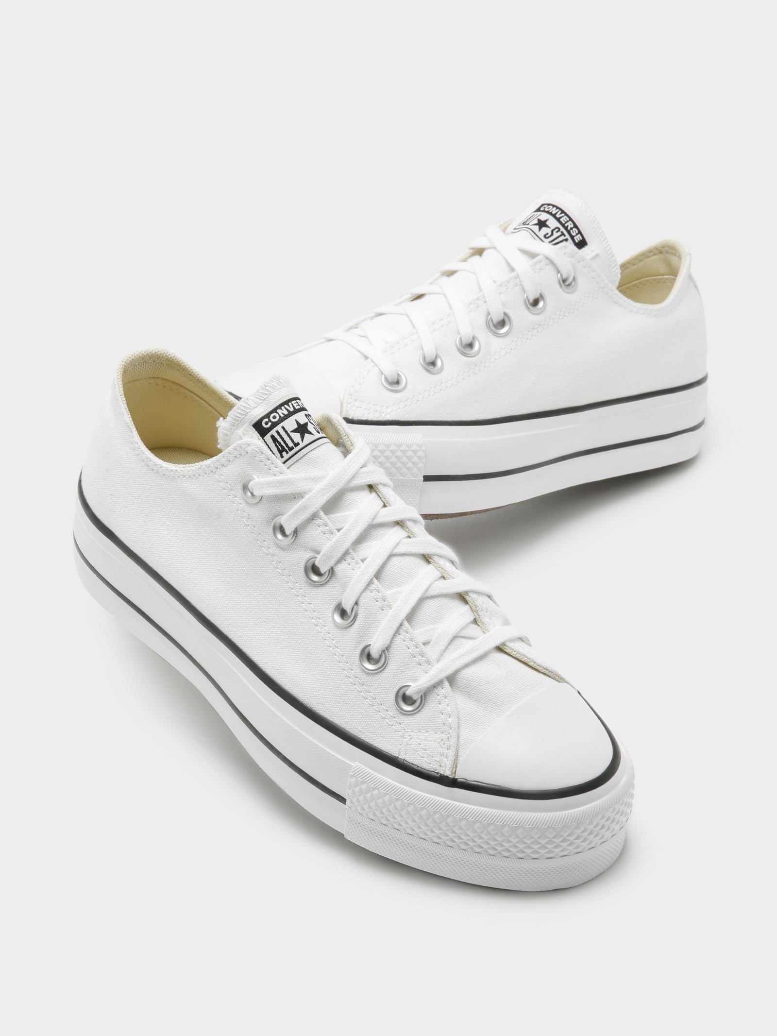 Low Cut White On White Converse Low Tops Unisex Chuck Taylor Lift