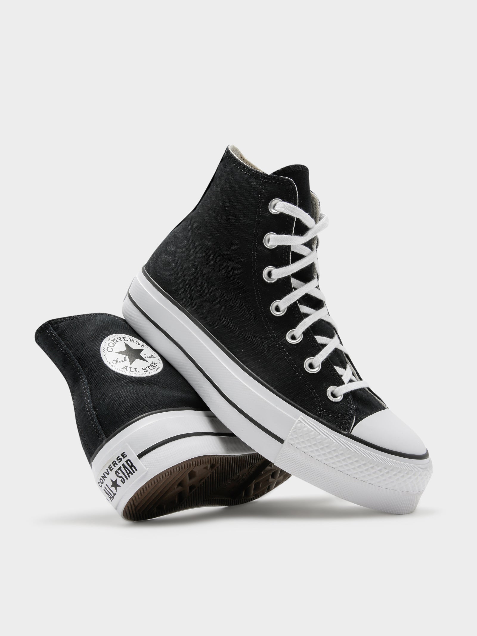 Womens Chuck Taylor All Star Hi Platform Sneakers in Black Canvas - Glue Store