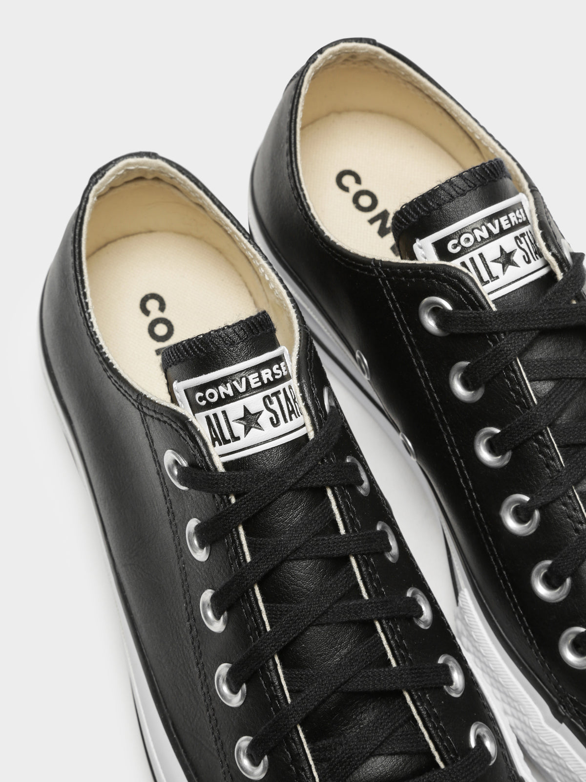 Converse Womens Chuck Taylor All Star Platform Clean Leather Low-Top Sneakers | Black/Black