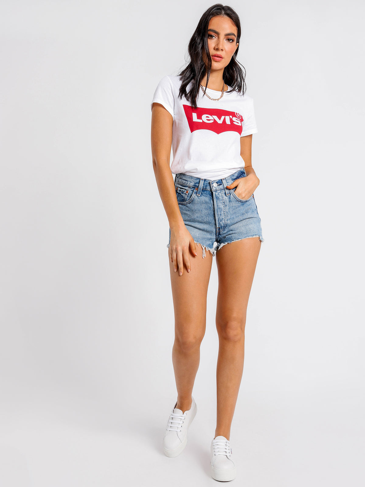 501 High Rise Shorts in Caught In The Middle Denim