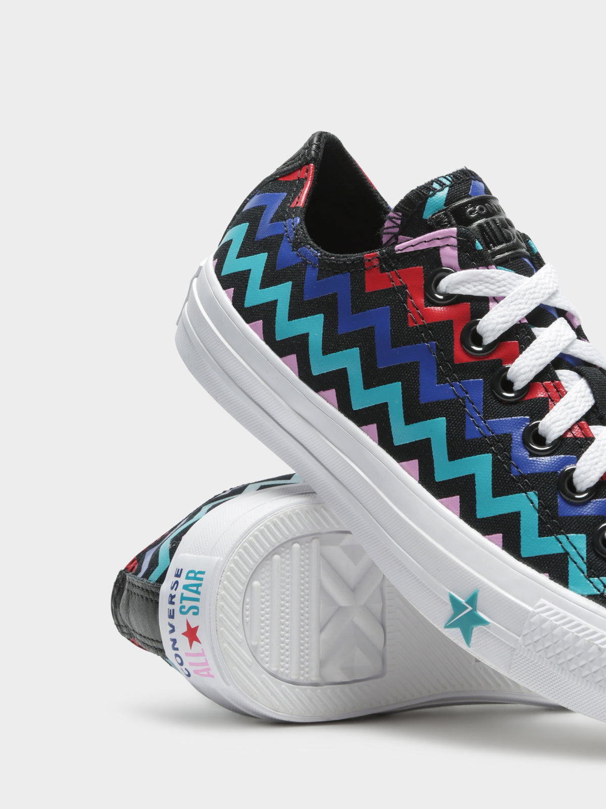 Chuck Taylor All Star VLTG Low Top Sneakers in Black Peony Pink &amp; Teal