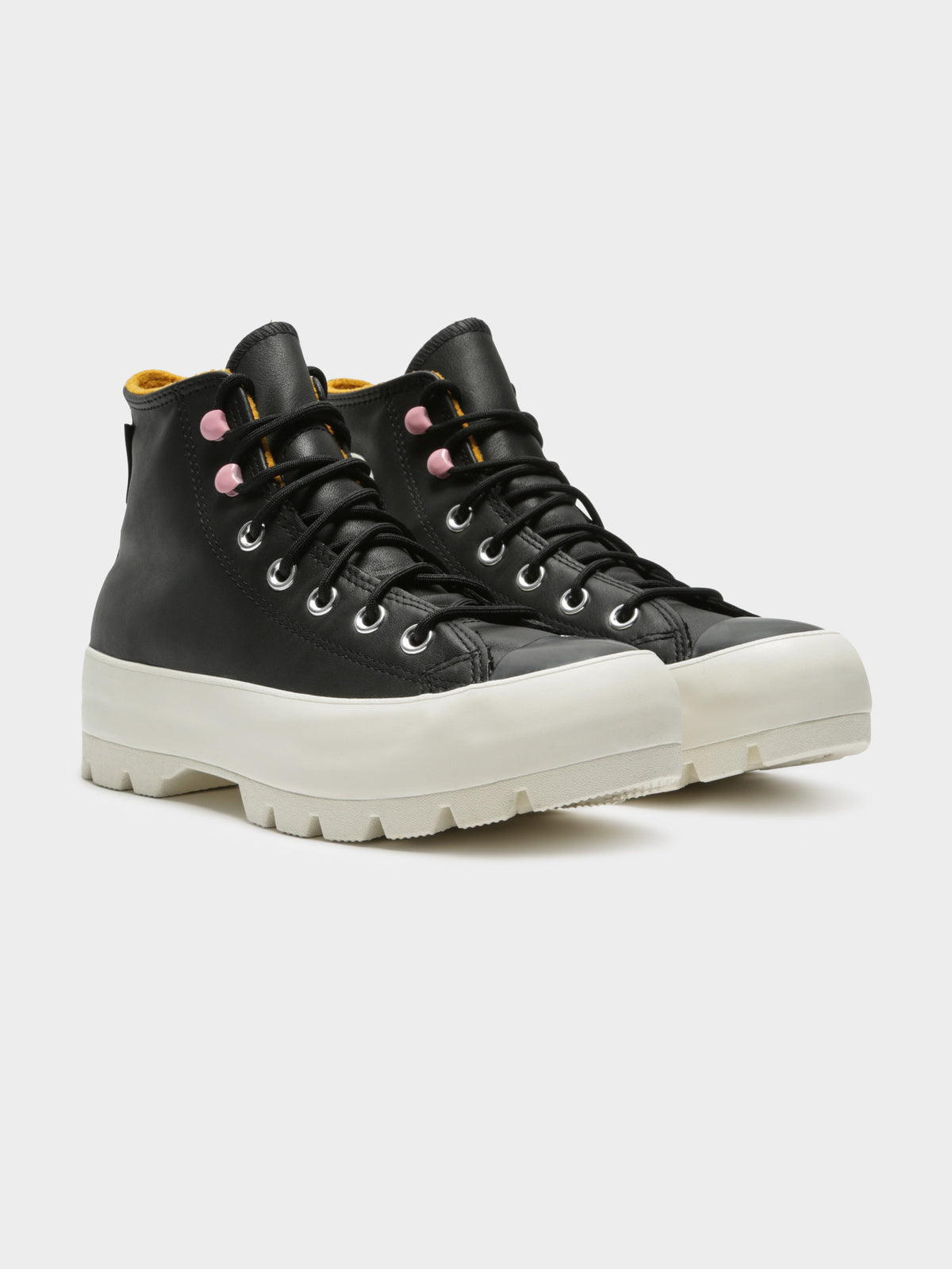 Womens Chuck Taylor All Star Lugged Winter High Top Sneakers in Black &amp; Staffron Yellow