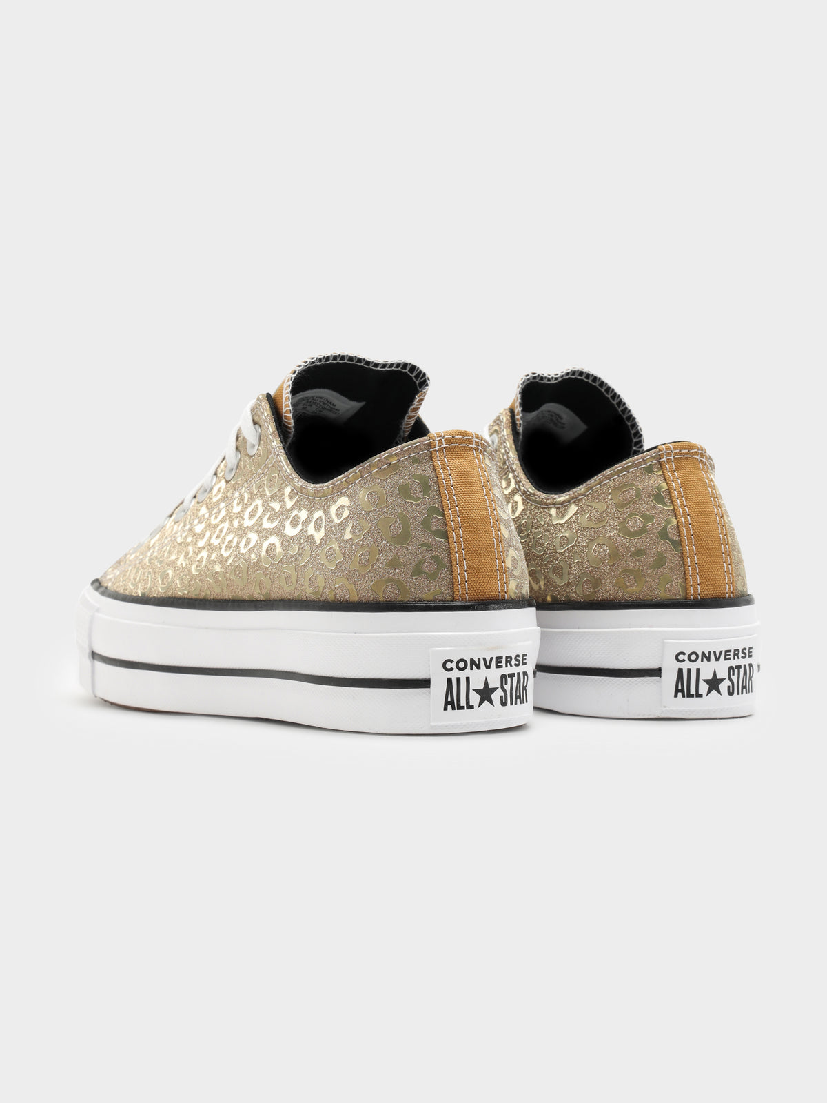 Womens Chuck Taylor All Star Lift Authentic Glam Low Top Sneakers in Gold Leopard
