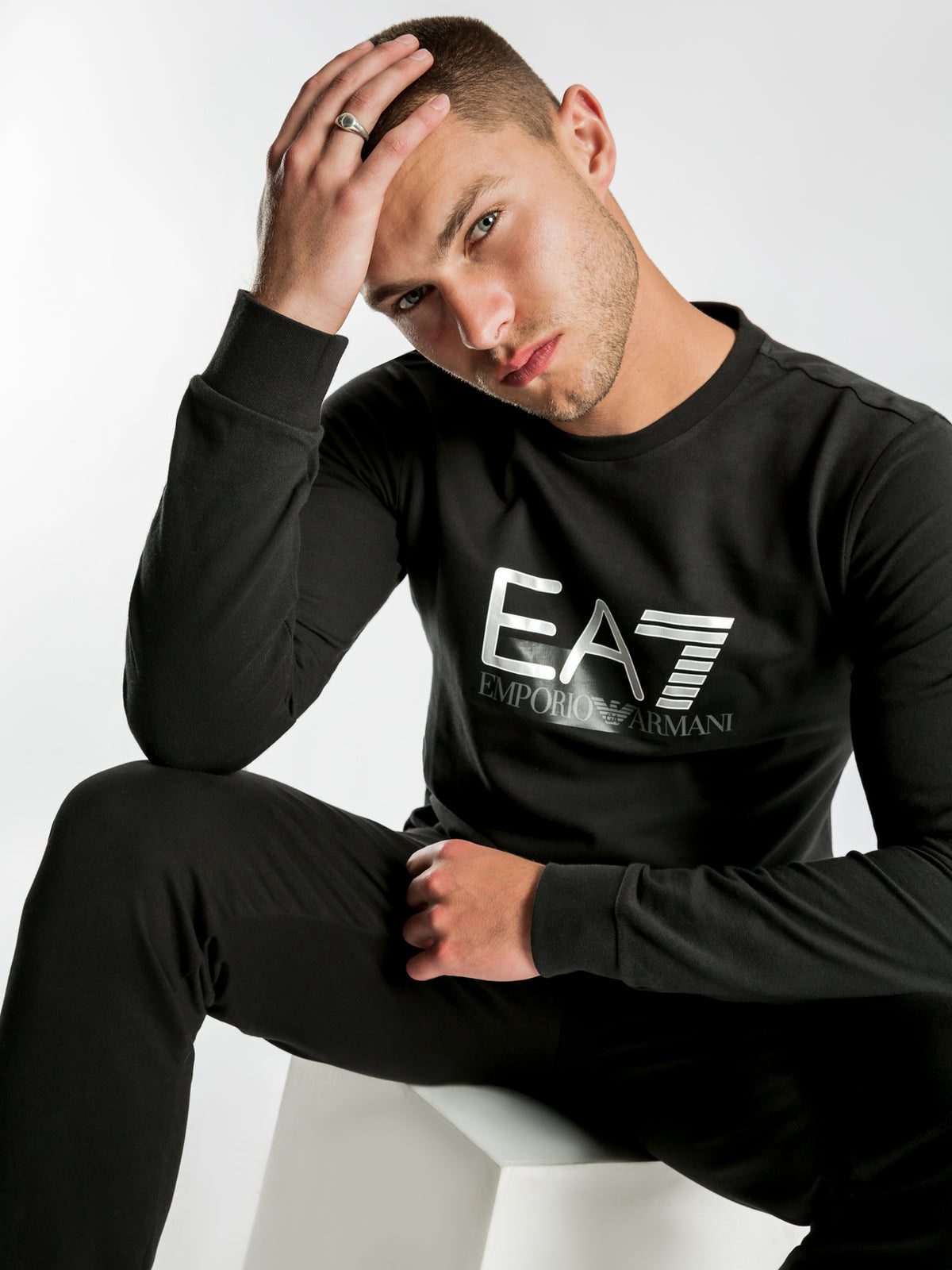 EA7 Large Logo Sweatshirt in Black