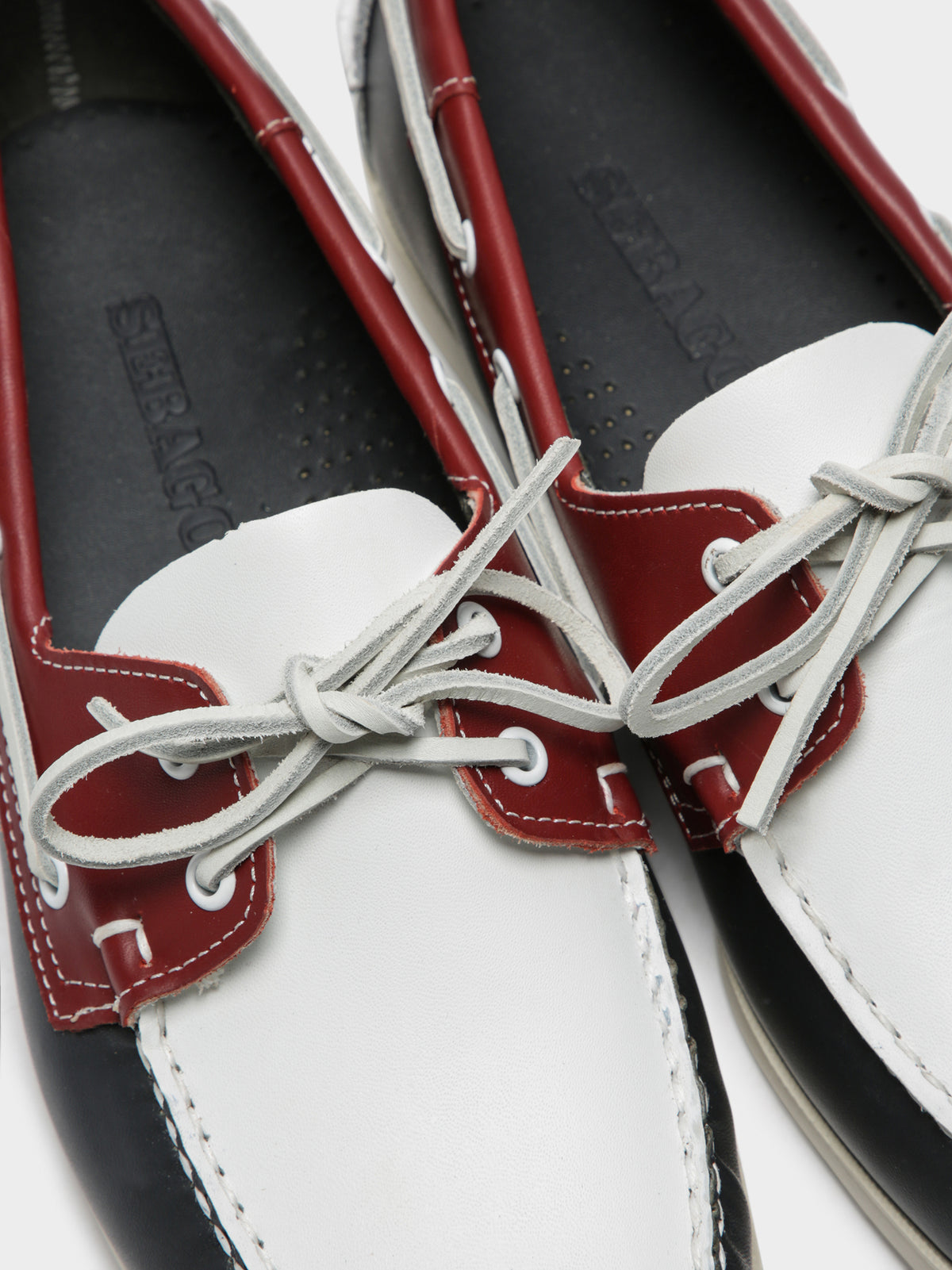 Mens Docksides Portland Spinnaker Boat Shoes in Navy Red &amp; White