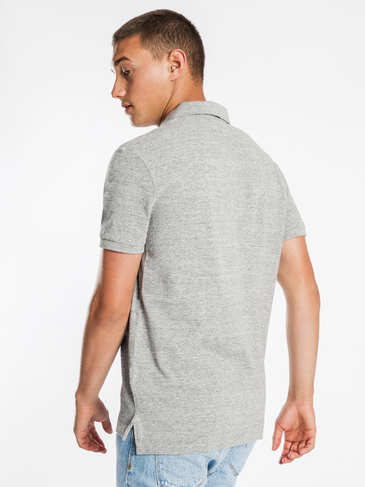 Custom Slim Polo T-Shirt in Grey