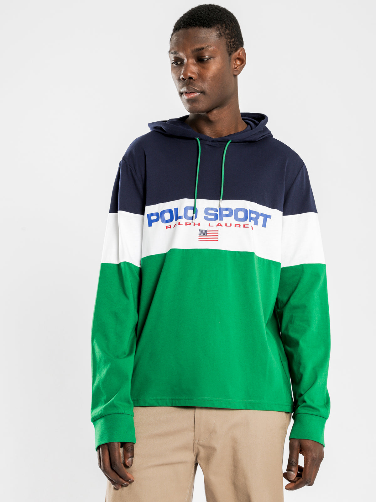 Polo Long Sleeve Hooded T-Shirt in Navy