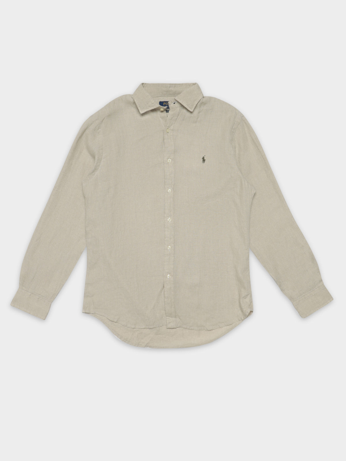 Long Sleeve Linen Shirt in Beige