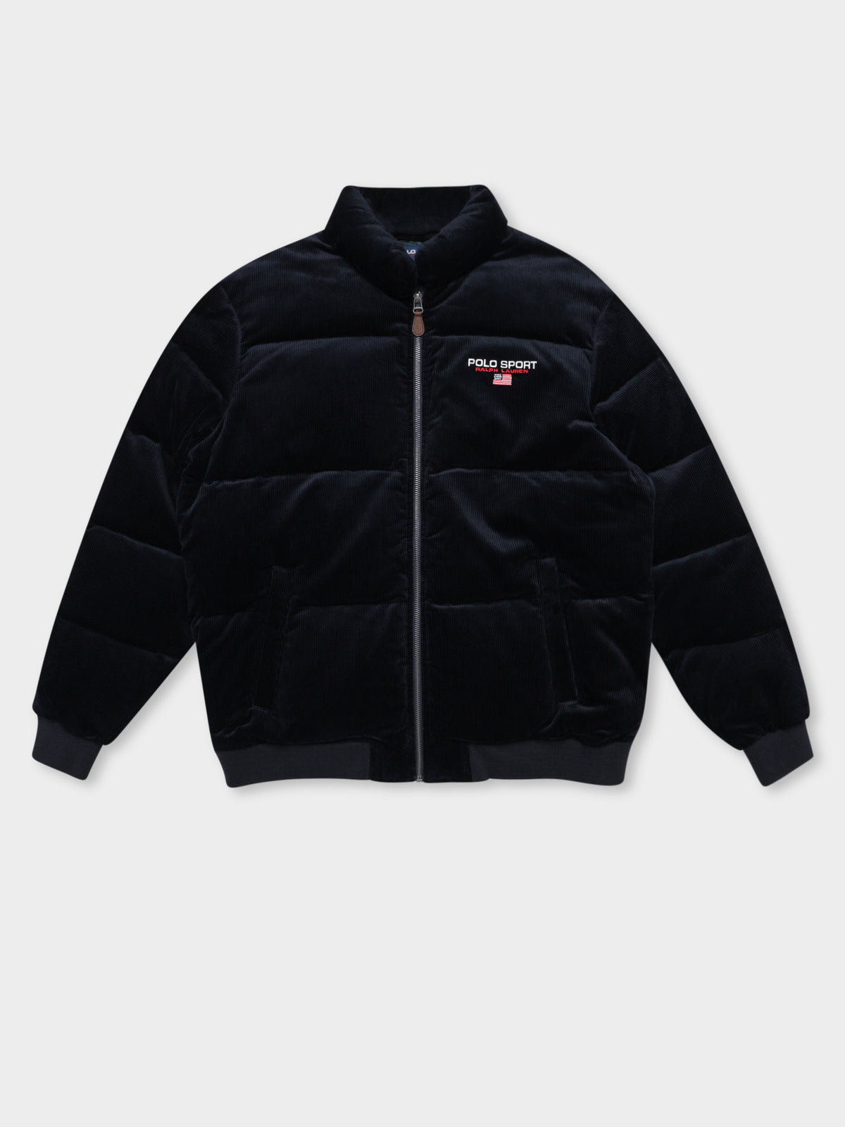Cord Puffer Insulated Bomber Jacket in Navy