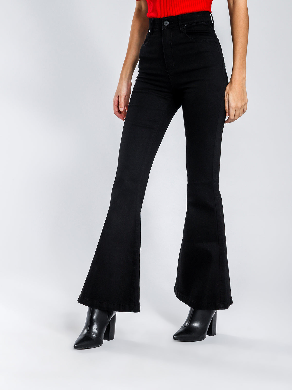 A Double Oh Flare Jeans in Magic Black Denim