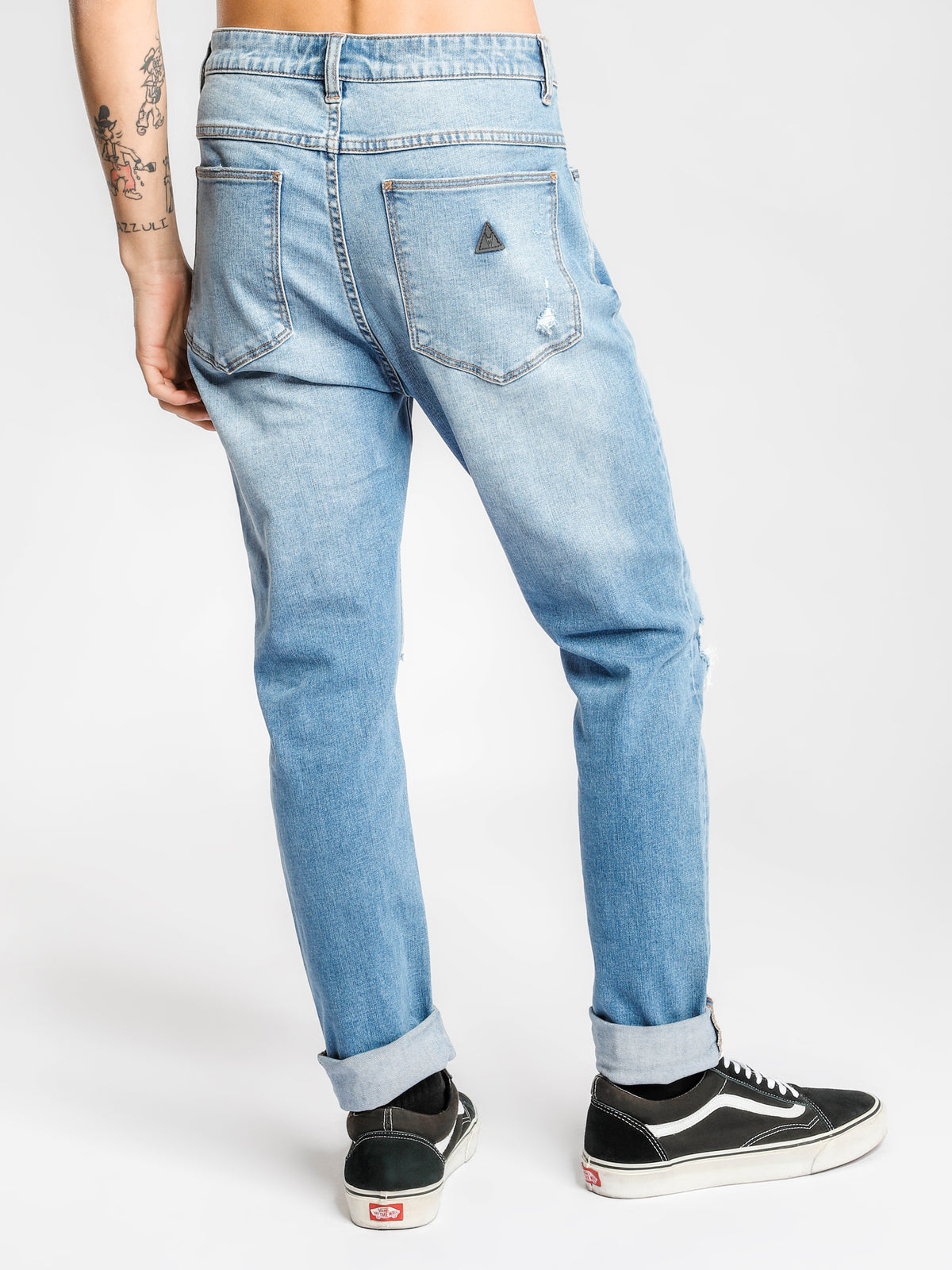 A Dropped Skinny Turn Up Jeans in Chalk Indigo
