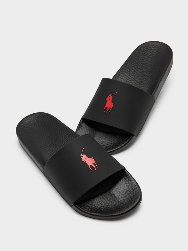 Unisex Polo Sport Slides in Red & Black - Glue Store